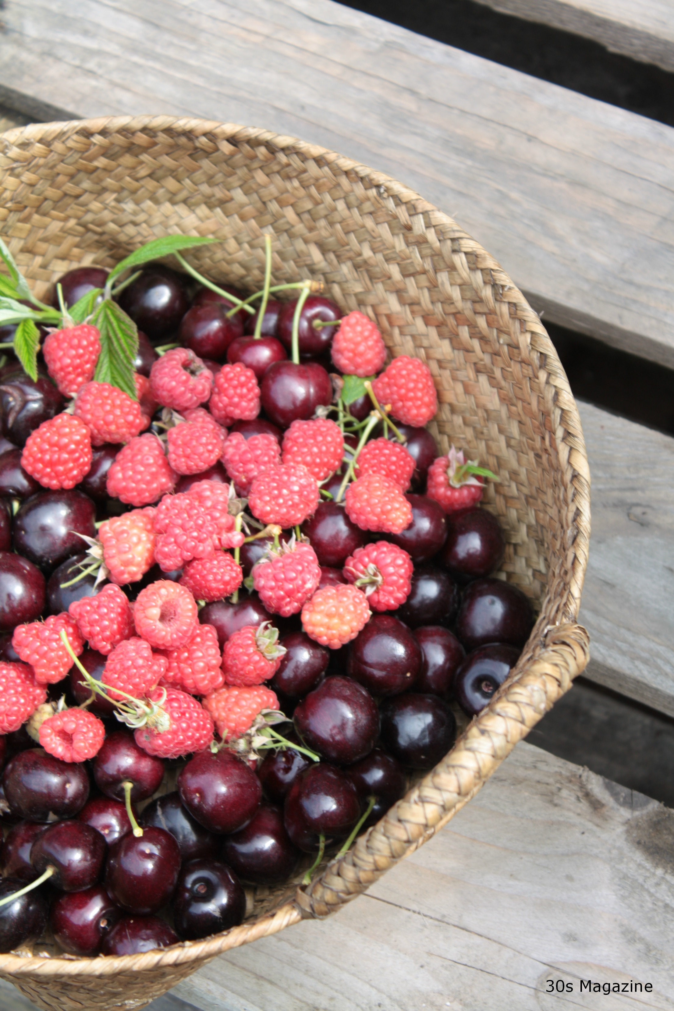 30s Magazine raspberries and cherries